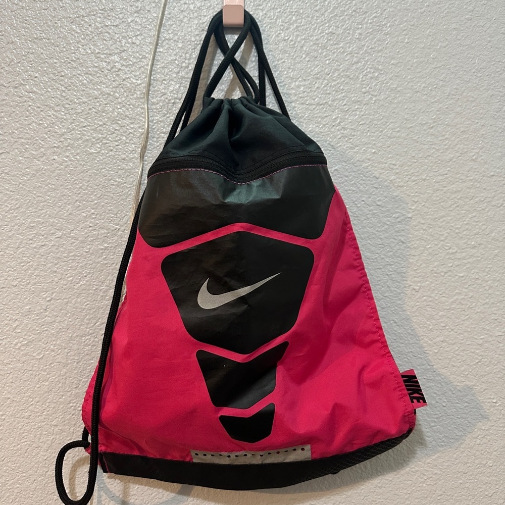 Adidas Pink and Black Drawstring Bag
